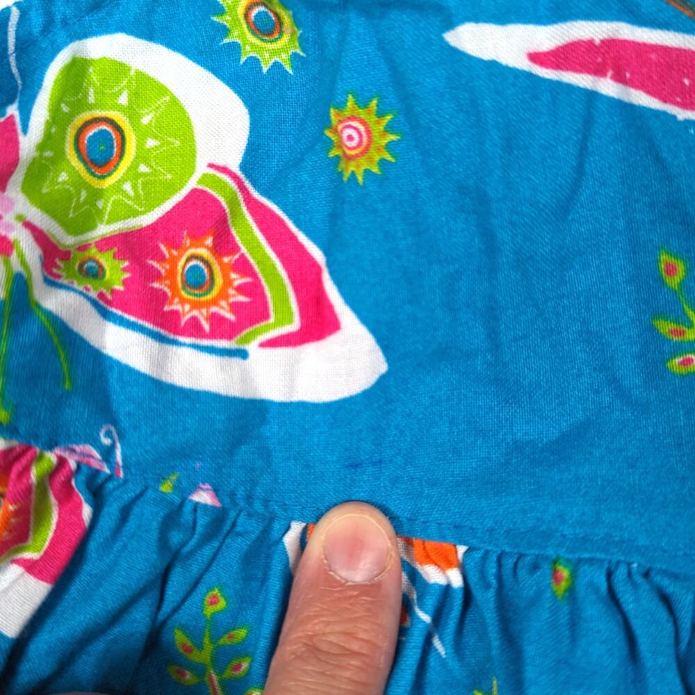 Vtg Please Mum Dress Girls Sz Small 4T Y2K Sundress Wrap Butterfly Bright - Picture 5 of 6